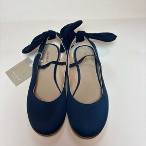 Zara Dark Blue Girl Flats with Bow NWT